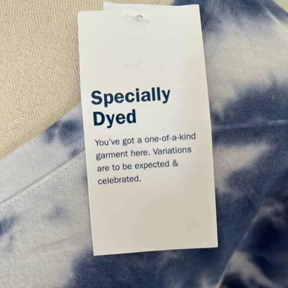 NWT Old Navy Small (Petite) Navy Blue Tie-Dye V-Neck Boxy Loose-Fit Crop Tee - Picture 8 of 14